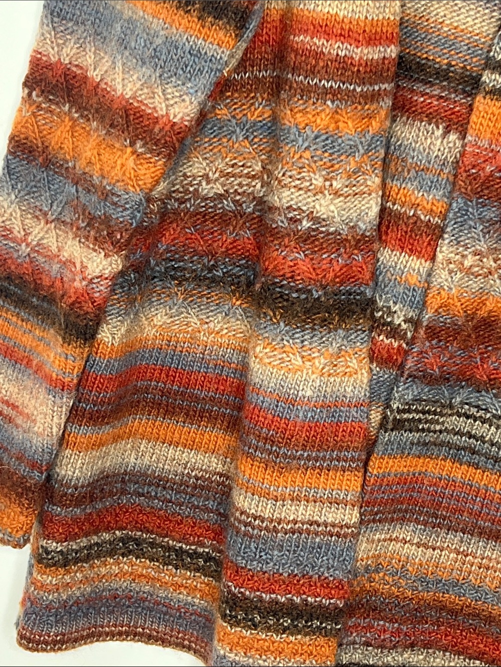Orvis 100% wool multicolored striped open boho cozy cardigan sweater - Picture 3 of 6